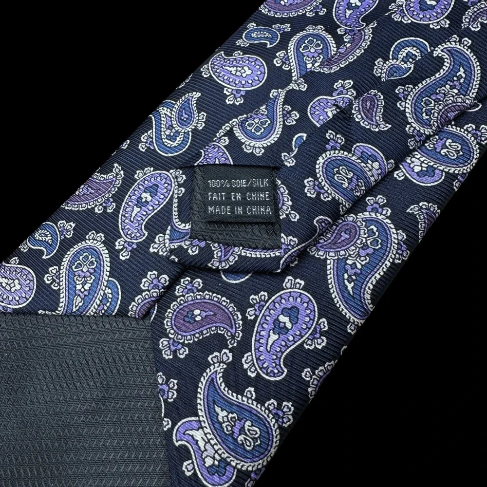 Enro Mens Silk Tie Navy Blue Purple Paisley Classic Formal Necktie 59x3.5